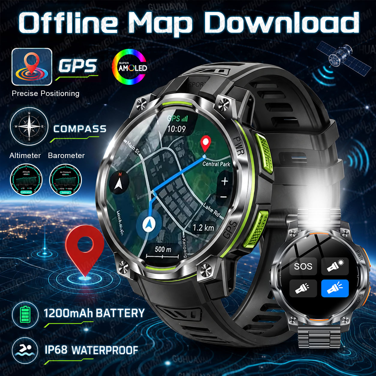 Compass Lensatic - 2026 Neue Militärische GPS-Smartwatch 1200mAh Akku