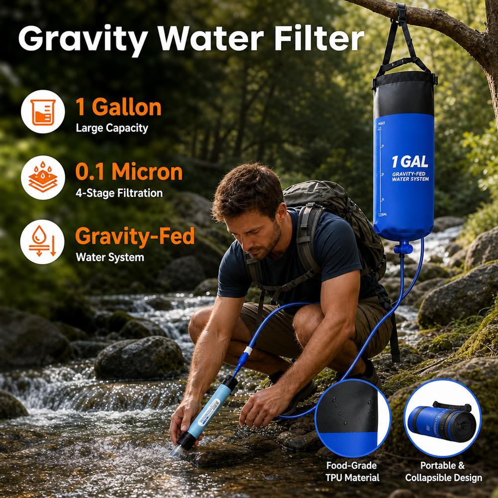 1 Gal Schwerkraft-Wasserfilter – Water Purification Straw Bewertung und Preis
